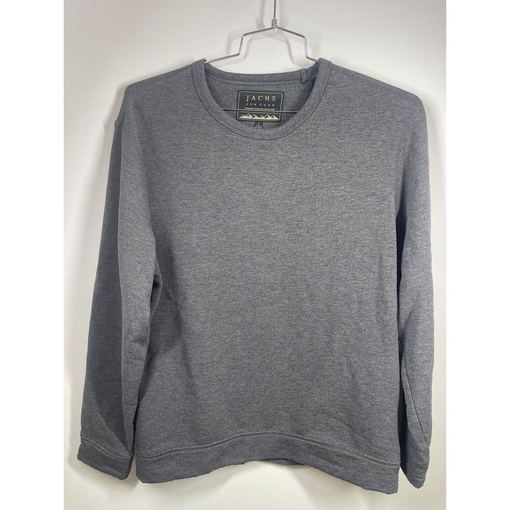 JACHS New York Crew Neck‎ Sweater Mens Size L Pull Over Fleece Long Sleeve Gray
